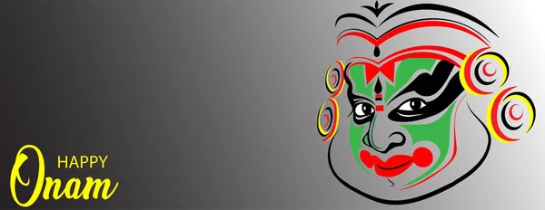 Happy Onam Festival Indio Del Sur Muy Famoso India Kathakali — Vector de stock