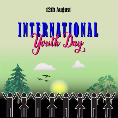 12 Ağustos Uluslararası Gençlik Günü 'nün Vektör İllüstrasyonu. Soyut.