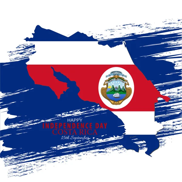 Vektorová Ilustrace Kostarické Vlajky Typografií Září Kostarická Republika Šťastný Den — Stockový vektor