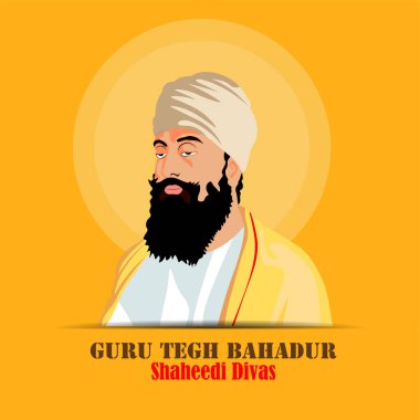 Guru Tegh Bahadur 'un Vektör İllüstrasyonu 9. Nanak olarak kabul edilir.