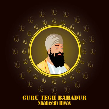 Guru Tegh Bahadur 'un Vektör İllüstrasyonu 9. Nanak olarak kabul edilir.