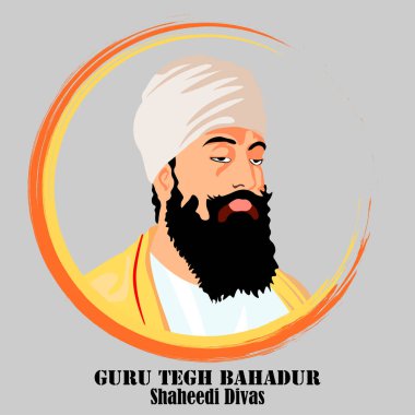 Guru Tegh Bahadur 'un Vektör İllüstrasyonu 9. Nanak olarak kabul edilir.