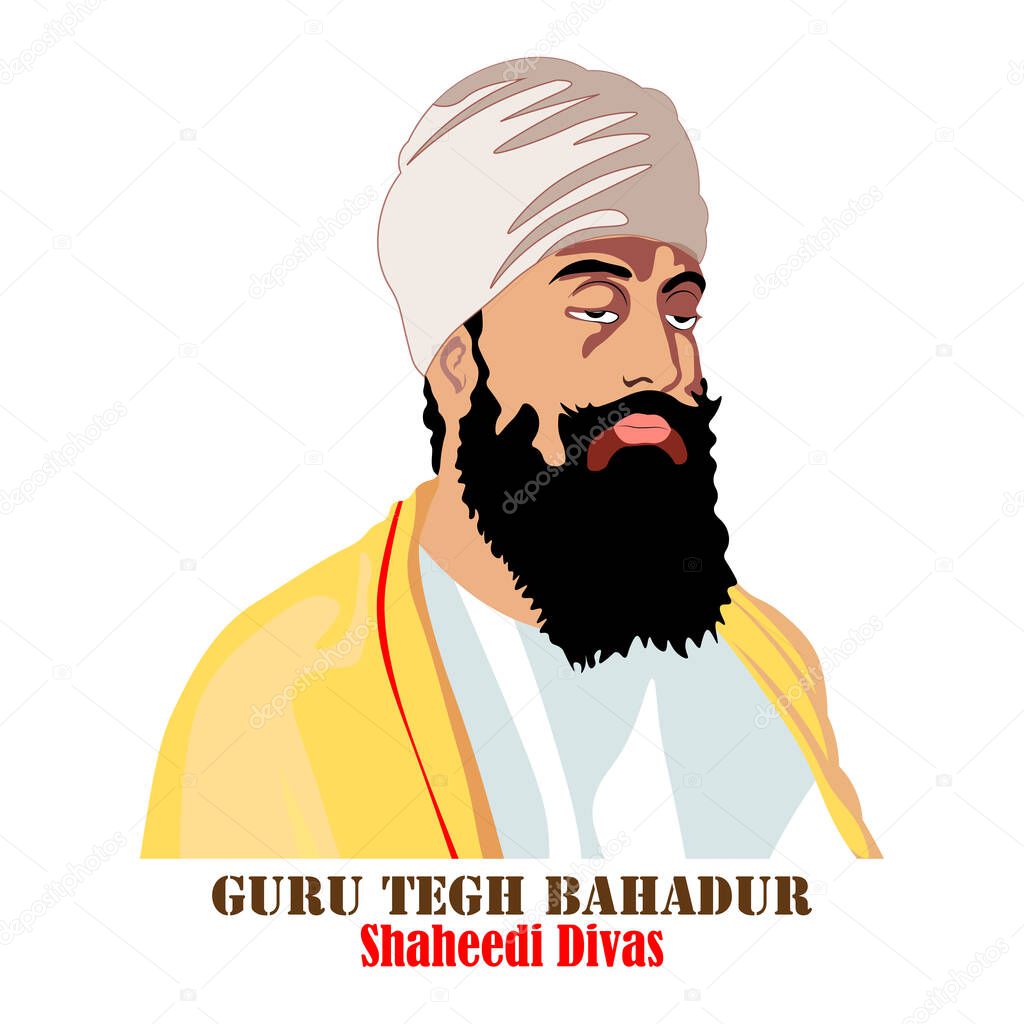 Vector Illustration of Guru tegh bahadur revered as the ninth Nanak