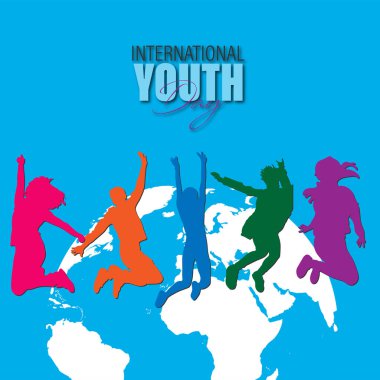 12 Ağustos Uluslararası Gençlik Günü 'nün Vektör İllüstrasyonu. Soyut Tasarım.