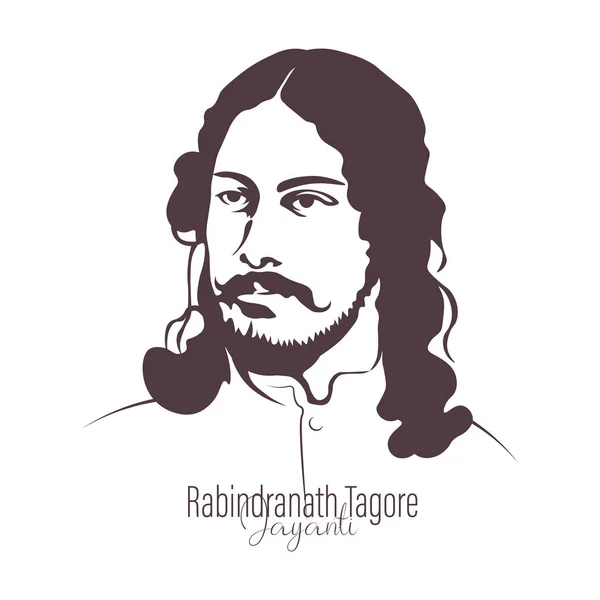 Vector Illustratie Van Rabindranath Tagore Dichter Socialist Uit Bengalen — Stockvector