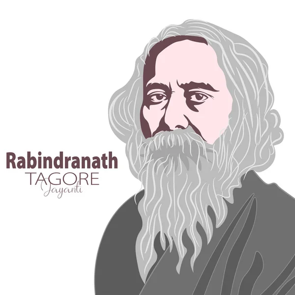 Vector Illustration Rabindranath Tagore Bengal 시인이자 사회주의자 — 스톡 벡터