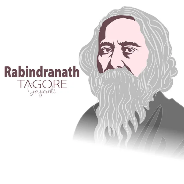 Vector Illustration Rabindranath Tagore Bengal 시인이자 사회주의자 — 스톡 벡터