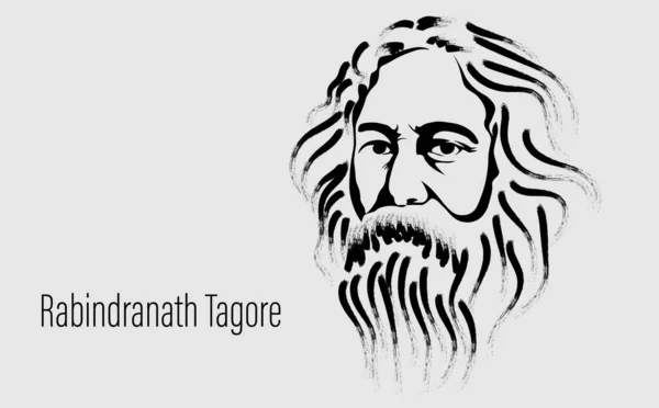 Bengal 'li şair ve sosyalist Rabindranath Tagore' un Vektör İllüstrasyonu