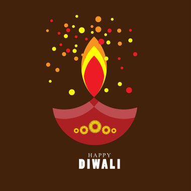 Mutlu Diwali festivalleri. Diwali bayram arkaplanı Rangoli, Diwali kutlama kartı. Gerçekçi aydınlatılmış petrol lambaları ve çiçekli mandala 'nın vektör çizimi.