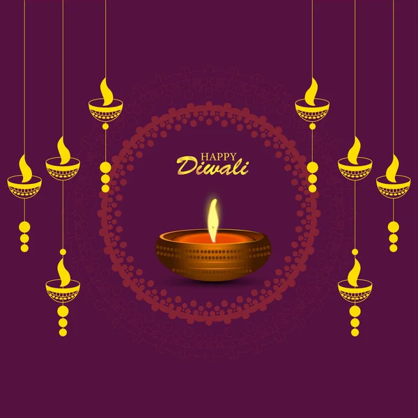 Joyeuse Fête Diwali Diwali Vacances Arrière Plan Avec Rangoli Diwali — Image vectorielle