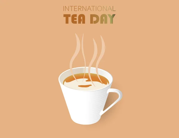 Vector Illustration International Tea Day Cup Pot Observed May — Stock Vector