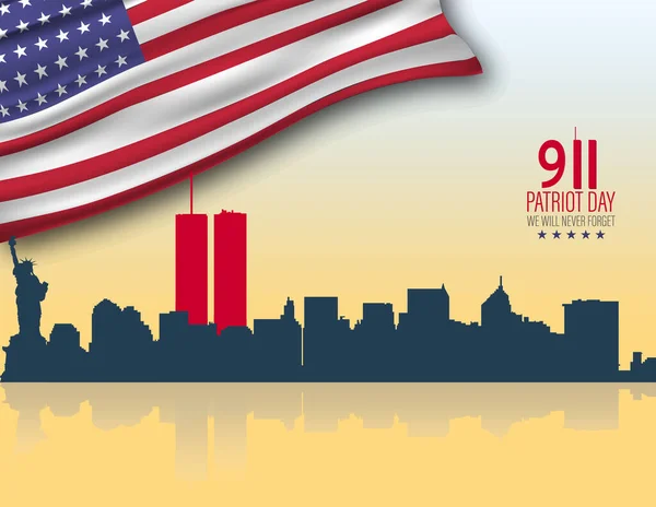 Vektorillustration Zum 911 Jahrestag Des Patriotentages Banner Zum Patriotentag Der — Stockvektor