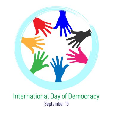 Uluslararası Demokrasi Günü. 15 Eylül tasarımı. Kara El. Seçim için soyut tasarım