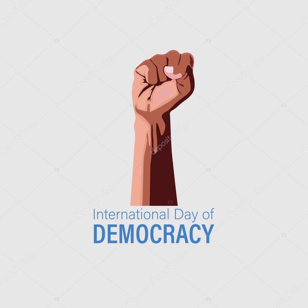 International Day of Democracy. September 15 concept design. Black Hand. Abstract concept for general or presidential election.