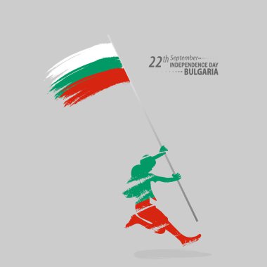 Bulgaristan 'ın Bağımsızlık Günü' nün Vektör İllüstrasyonu. 22 Eylül. El sallayan bayrak. Ulusal Gün 3 Mart.