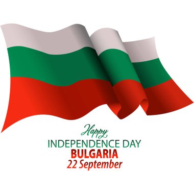 Bulgaristan 'ın Bağımsızlık Günü. 22 Eylül. El sallayan bayrak. Vektör çizimi. Ulusal Gün 3 Mart. Soyut tasarım.