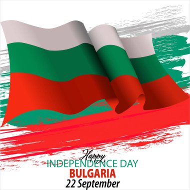 Bulgaristan 'ın Bağımsızlık Günü. 22 Eylül. El sallayan bayrak. Vektör çizimi. Ulusal Gün 3 Mart. Soyut tasarım.