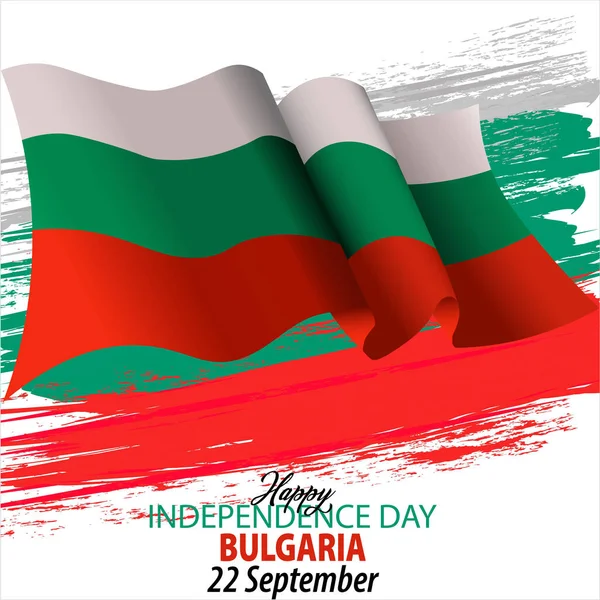 Bulgaristan 'ın Bağımsızlık Günü. 22 Eylül. El sallayan bayrak. Vektör çizimi. Ulusal Gün 3 Mart. Soyut tasarım.