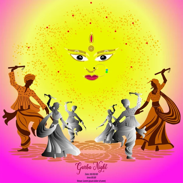 Navratri Festival Nueve Días Para Diosa Durga Cartel Celebración Durga — Vector de stock