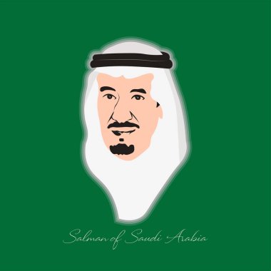 Sketch of Salman bin Abdulaziz Al Saud on green background. Simple Vector Illustration.  clipart