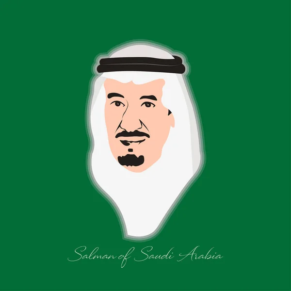 Sketch Salman Bin Abdulaziz Saud Зеленому Тлі Простий Приклад Вектора — стоковий вектор