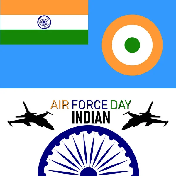 Vector Illustration Indian Air Force Day Відзначається Жовтня Банер Винищувачем — стоковий вектор