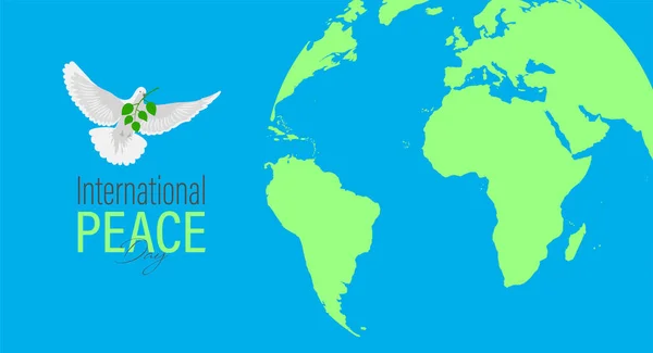 Vector Illustratie Van Internationale Vredesdag September Duif Die Vliegt Met — Stockvector