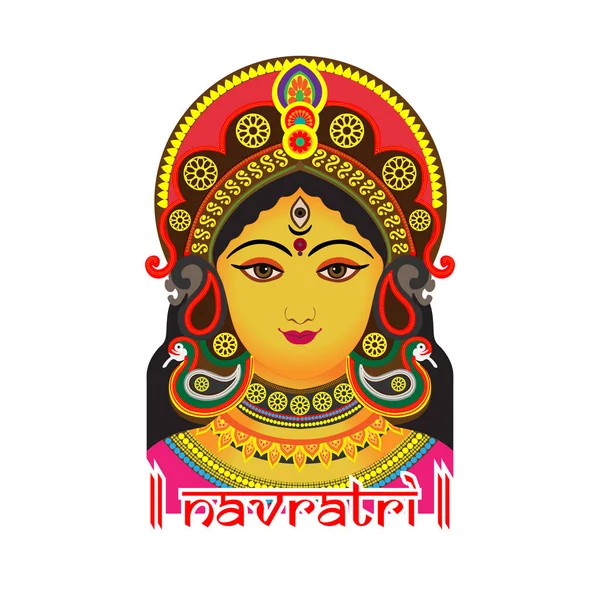 Navratri Nine Day Festival Goddess Durga Durga Puja Celebration Poster — Stock Vector
