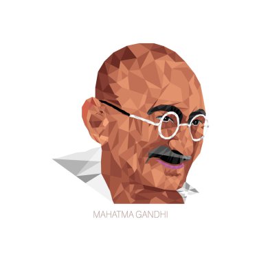 Mohan das Karam Chandra Gandhi ya da Mahatma Gandhi basit soyut tasarım. Portre vektör illüstrasyonu