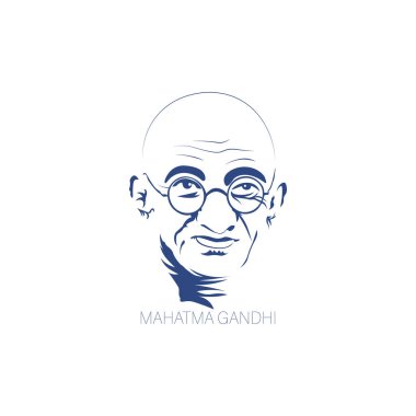 Mohan das Karam Chandra Gandhi ya da Mahatma Gandhi basit soyut tasarım. Portre vektör illüstrasyonu