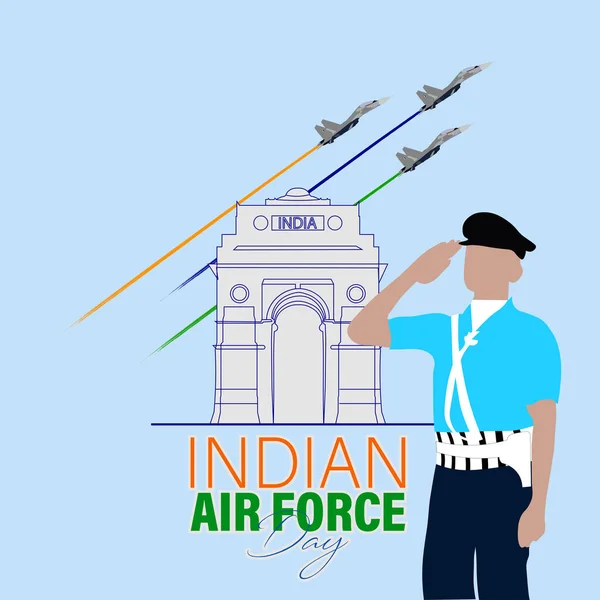 Vector Illustration Indian Air Force Day Відзначається Жовтня Банер Винищувачем — стоковий вектор