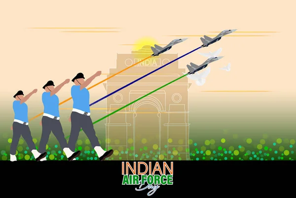 Εικονογράφηση Διάνυσμα Της Ημέρας Της Ινδικής Αεροπορίας Που Παρατηρήθηκε Στις — Διανυσματικό Αρχείο