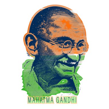 Mahatma Gandhi 'nin 2 Ekim doğum yıldönümü için gözlüklü ve charkha elementli poster tasarımı.