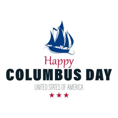 Deniz dalgalarında yüzen bir yelkenli gemisinin vektör çizimi. Columbus Günün kutlu olsun. Caravel Santa Maria.