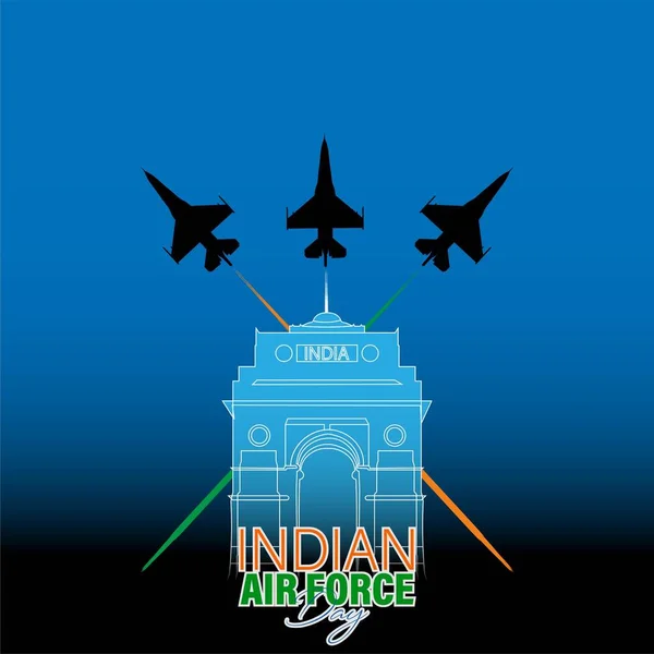 Vector Illustration Indian Air Force Day Ble Observert Oktober Banner – stockvektor