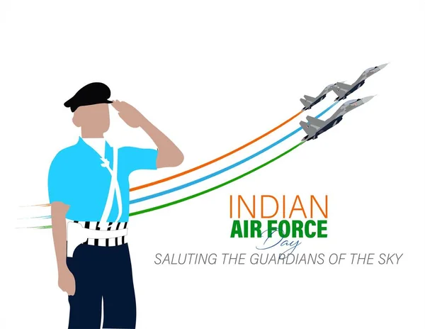 Εικονογράφηση Διάνυσμα Της Ημέρας Της Ινδικής Αεροπορίας Που Παρατηρήθηκε Στις — Διανυσματικό Αρχείο