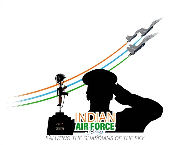 Vector Illustration Indian Air Force Day Observed October Banner Fighter — Stock Vector