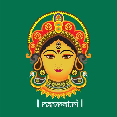 Durga Puja kutlama posteri. Graba dansı ve Dandiya gecesi soyutlaması. Pankart tasarımı.