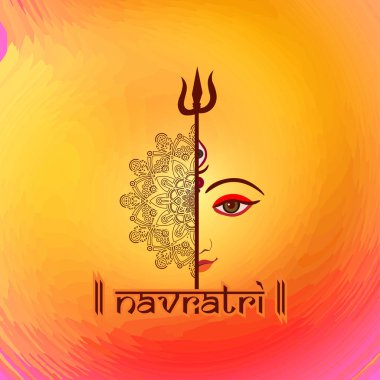 Durga Puja kutlama posteri. Graba dansı ve Dandiya gecesi soyutlaması. Pankart tasarımı.