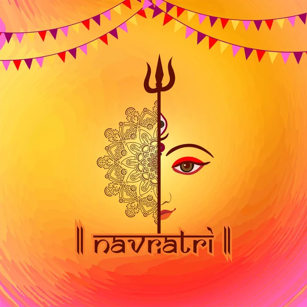 Durga Puja Festaffisch Graba Dans Och Dandiya Natt Abstrakt Banderolldesign — Stock vektor