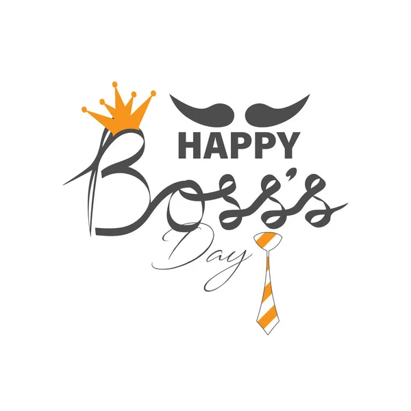 Vector Illustration Happy Boss Day October Calligraphy Text Tie Mustache — Stock Vector