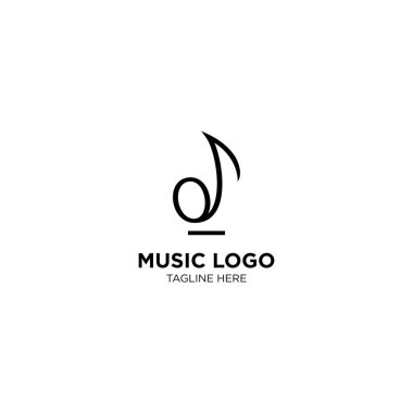 iş logosu tasarımı için mono-line ya da outline biçimli doğrusal müzik logo simgesi