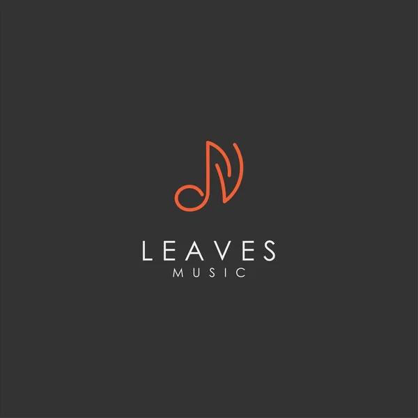 为音乐品牌公司的标志设计灵感概述带叶子的音乐 — 图库矢量图片