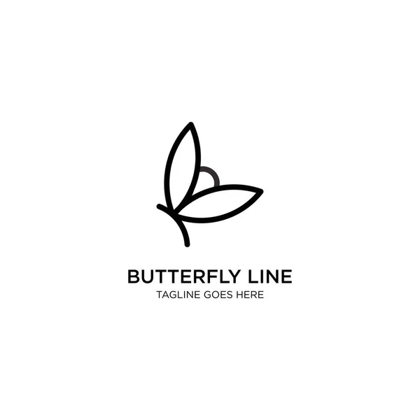 化妆品品牌和沙龙标志模板用蝴蝶线或轮廓或单行标志 — 图库矢量图片
