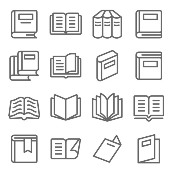 Los Iconos Del Libro Establecen Ilustración Vectorial Contiene Icono Como — Vector de stock