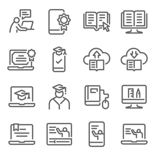 Online Learning Icon Set Vektor Illustration Enthält Solche Symbole Wie — Stockvektor