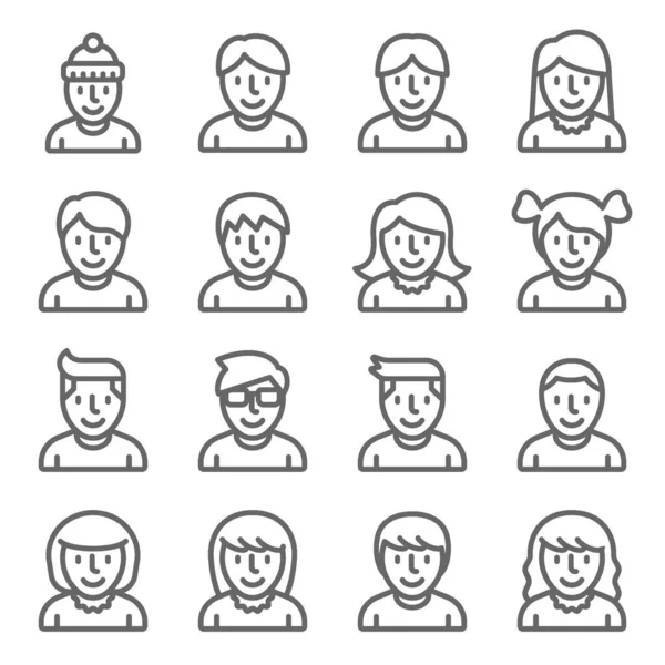 Ikony Avatarů Nastavují Vektorovou Ilustraci Obsahuje Ikonu Jako Lidé Avatar — Stockový vektor