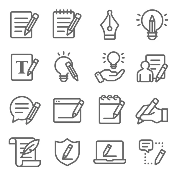 Copywriting Symbole Setzen Vektorillustrationen Enthält Icons Wie Inhalt Schreiben Ideenfindung — Stockvektor