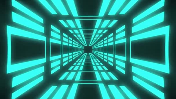 Streszczenie Ruchu Tło Nieskończona Pętla Animacją Placu Futurystycznym Tunelu Neonowym — Wideo stockowe