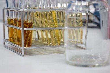 Biyolojik güvenlik dolapları laboratuvarında mikrobiyal testler yapan bilim adamı..